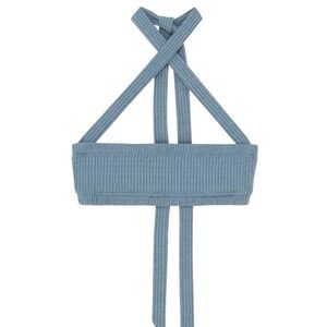 NWT WeWoreWhat REVOLVE Storm Blue Wide Rib The Halter Bra Top Crop Tie - Small